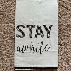 Buffalo Check Black and White 'Stay Awhile' Kitchen Towel